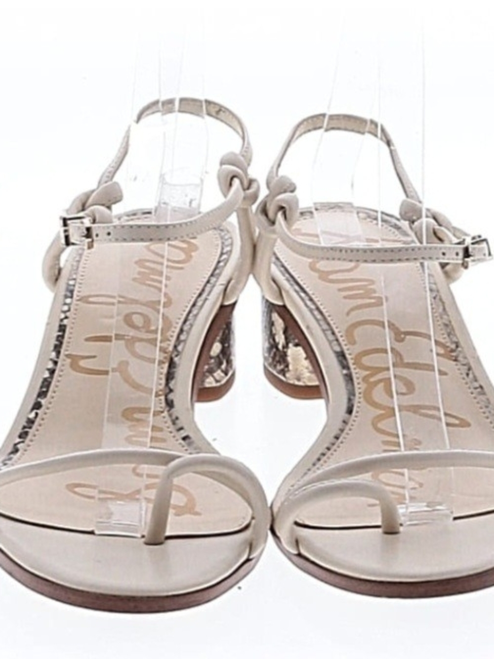 Sam Edelman Ivory Knot Strap Block Heel Sandals
